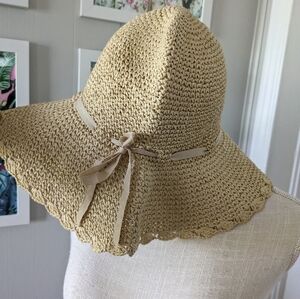 Women's Summer Floppy Straw Hat Sun Beach Fashion Cap Bow‎ Foldable Wide Brim